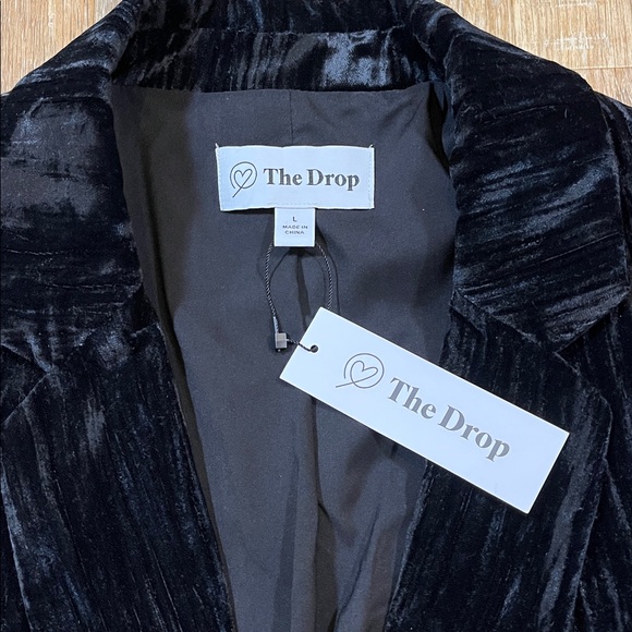 NWT The Drop Black Velvet Blazer Women's Large L New Single Button Suit Jacket - Picture 9 of 15